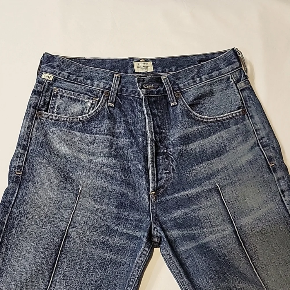 Citizens of humanity Gia ankle straight leg size 25 indigo blue pin tuck rigid - Picture 4 of 16